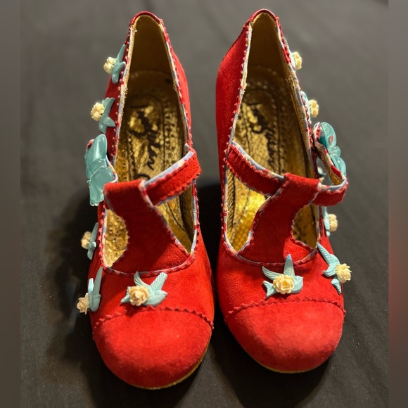 Irregular Choice Red and Blue Floral Heels - Picture 3 of 12